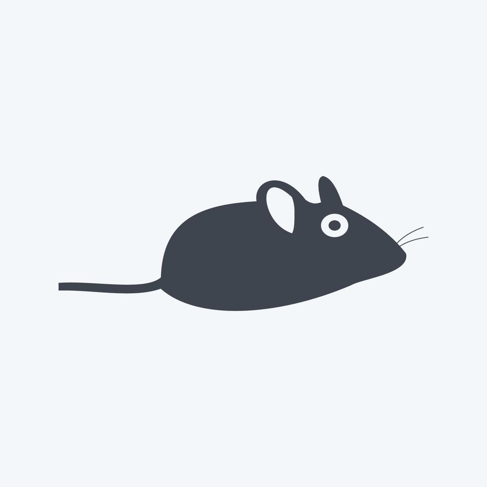 icono de ratón de mascota en estilo de glifo de moda aislado en fondo azul suave vector