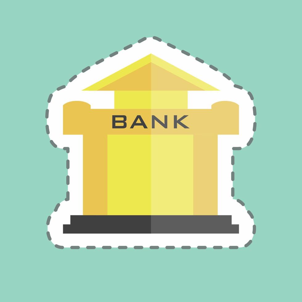 Bank Sticker in trendy line cut isolated on blue background vector