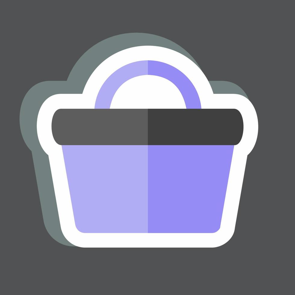 Vegetable Basket Sticker in trendy isolated on black background vector