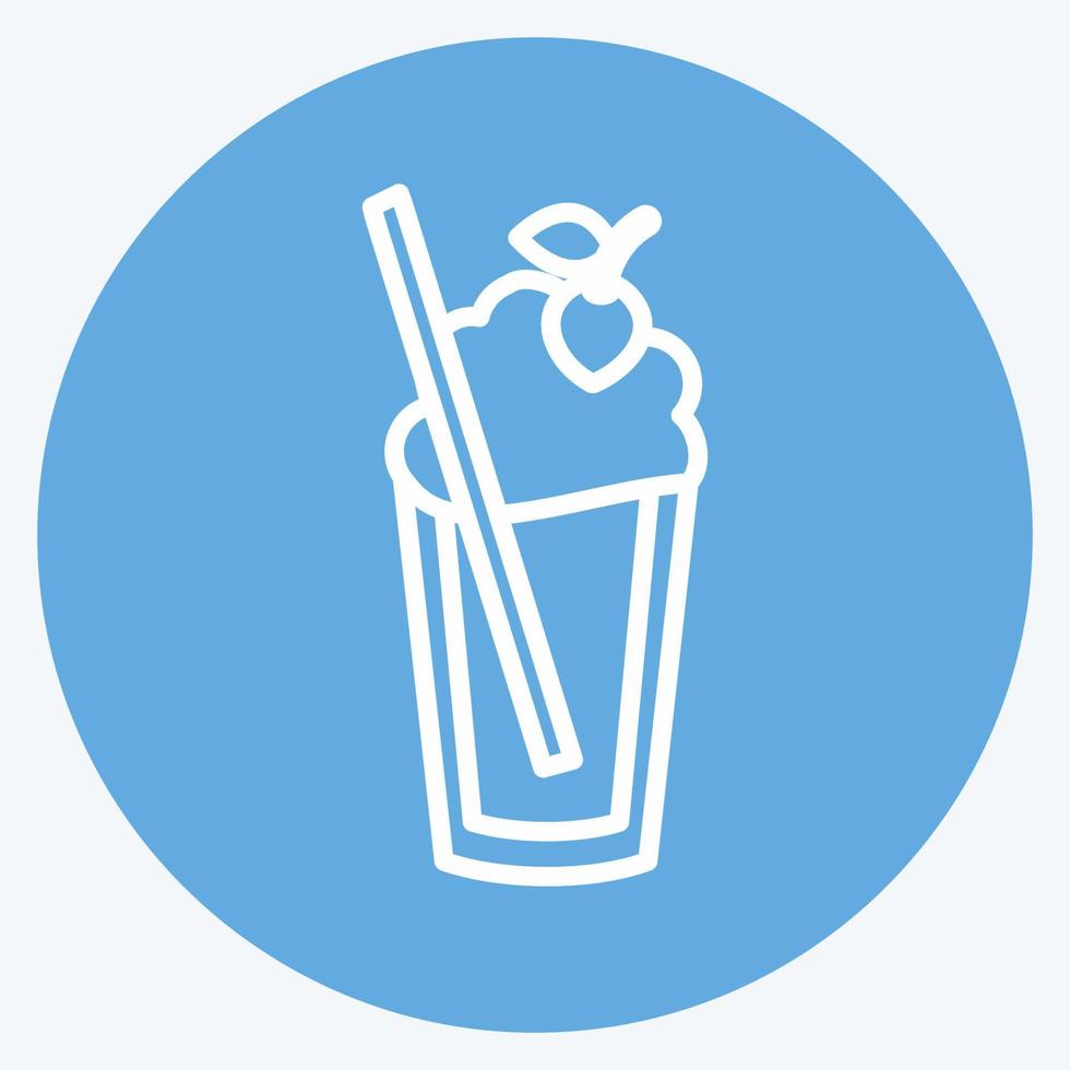 Strawberry Milkshake Icon in trendy blue eyes style isolated on soft blue background vector