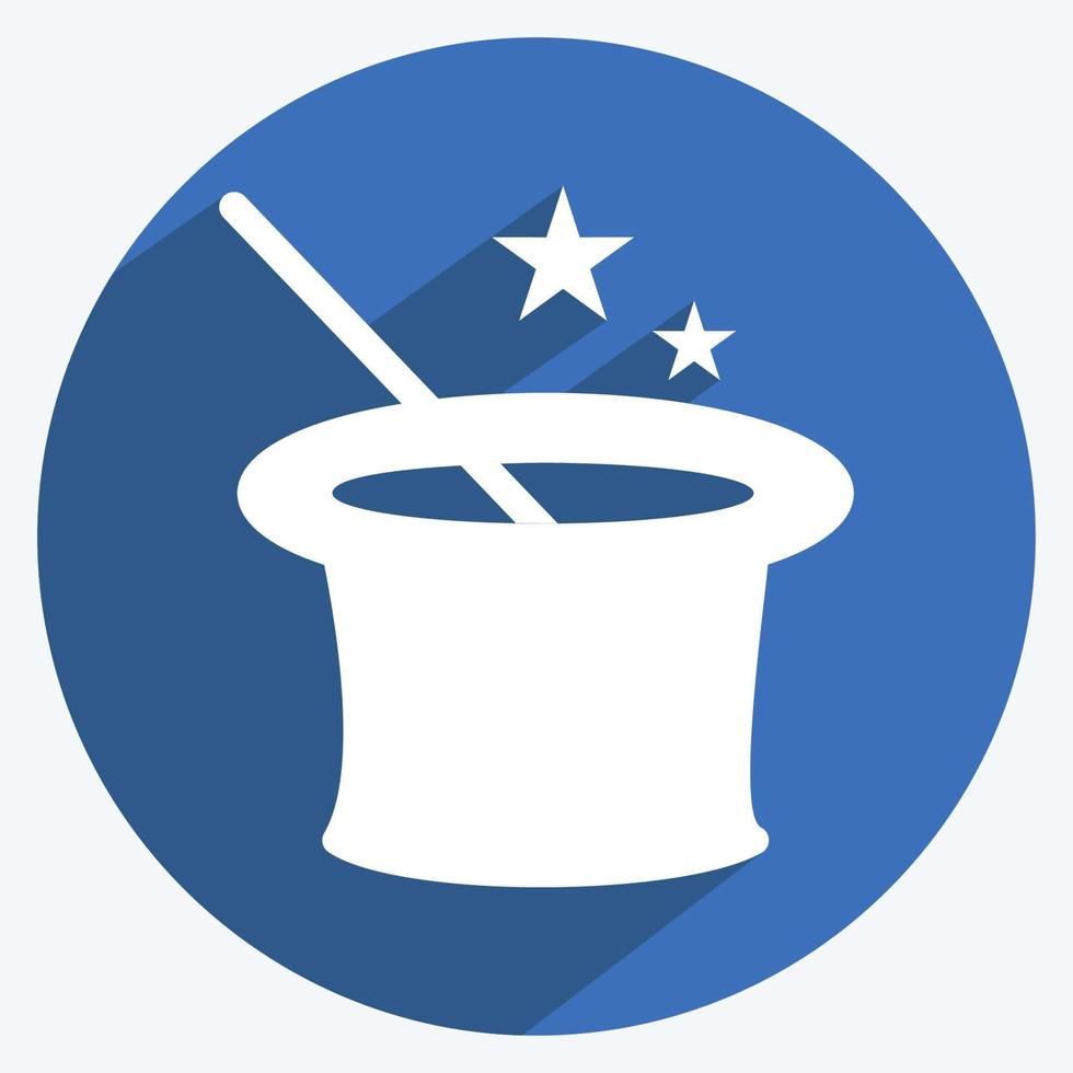 Magic Icon in trendy long shadow style isolated on soft blue background vector