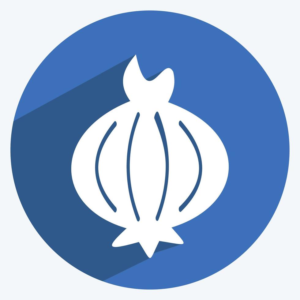 Onion Icon in trendy long shadow style isolated on soft blue background vector