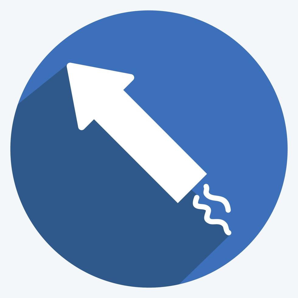 Rocket Icon in trendy long shadow style isolated on soft blue background vector
