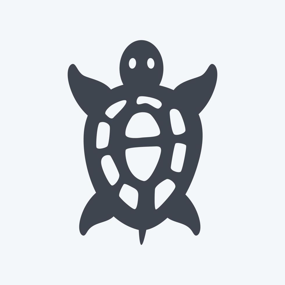 icono de tortuga mascota en estilo de glifo de moda aislado en fondo azul suave vector