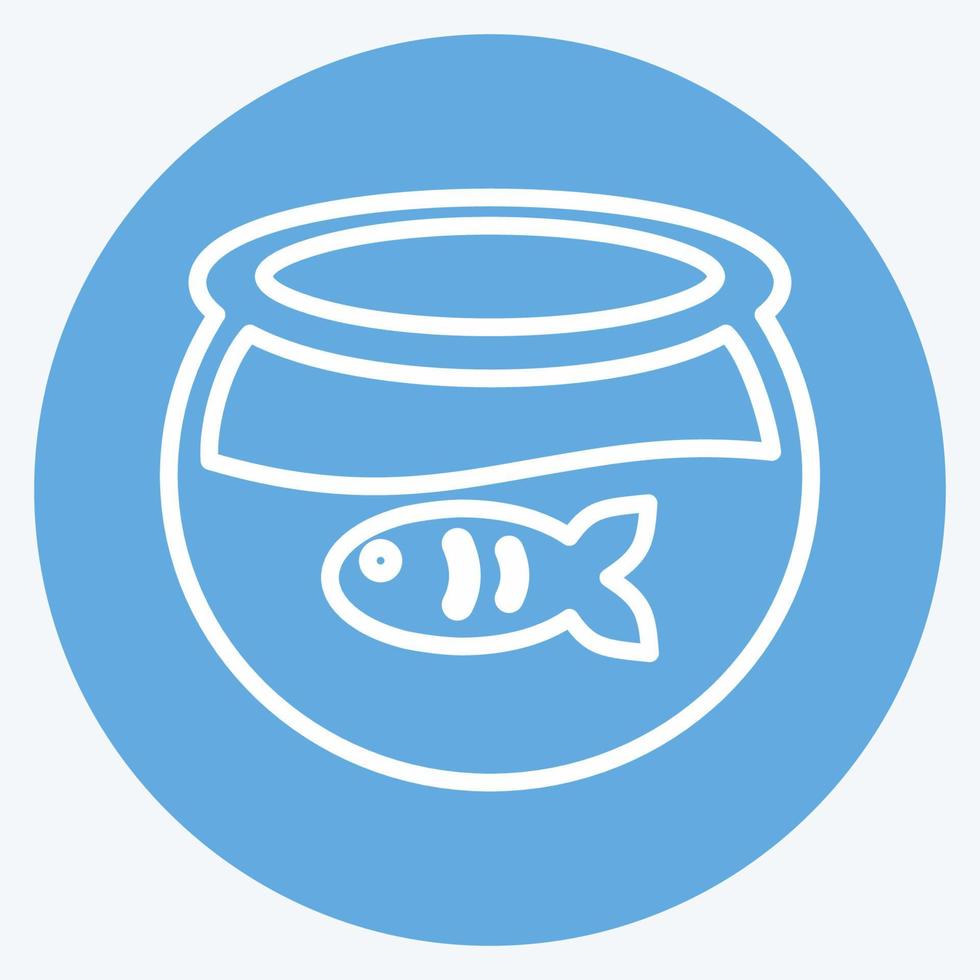 Fish in Tank Icon in trendy blue eyes style isolated on soft blue background vector