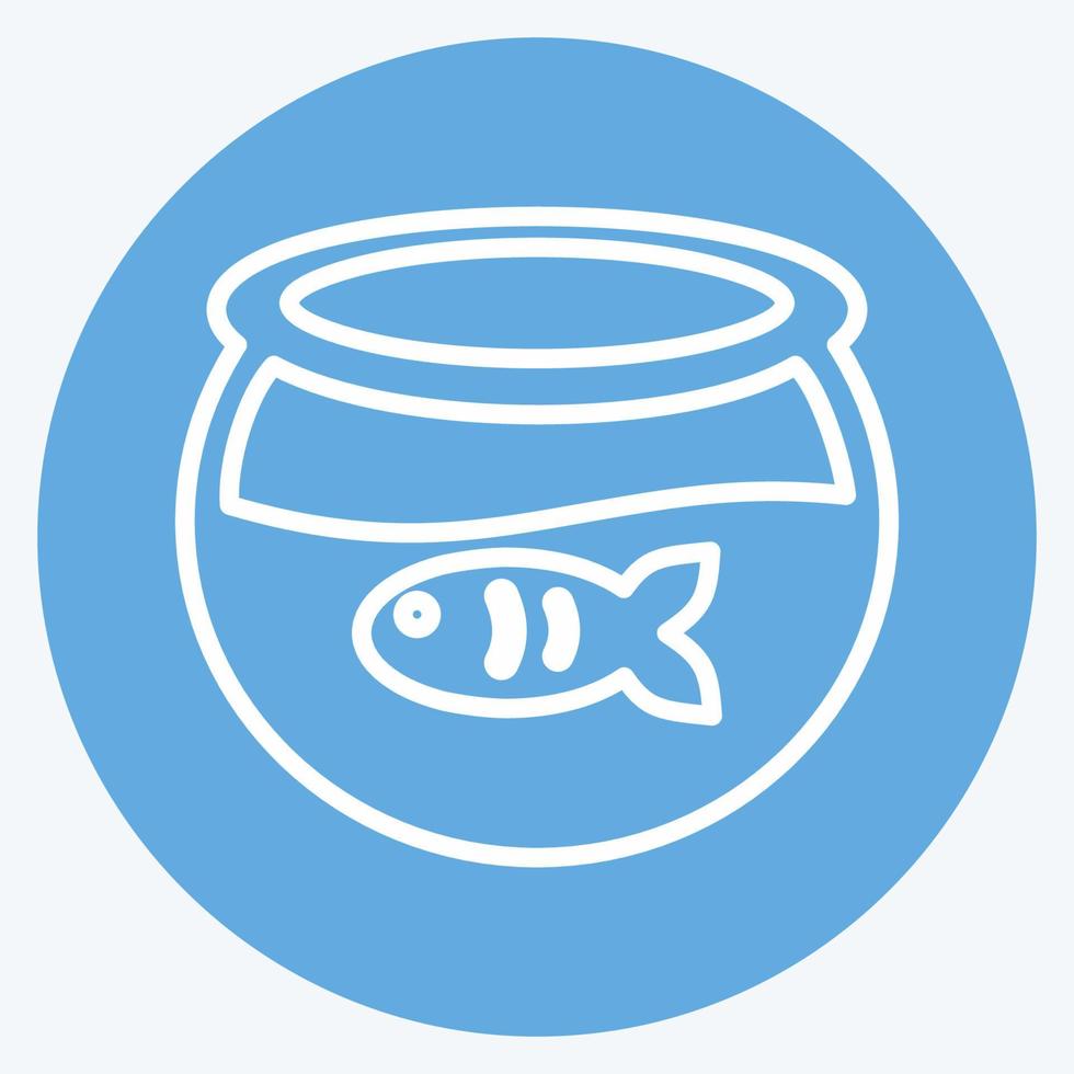 Fish in Tank Icon in trendy blue eyes style isolated on soft blue background vector