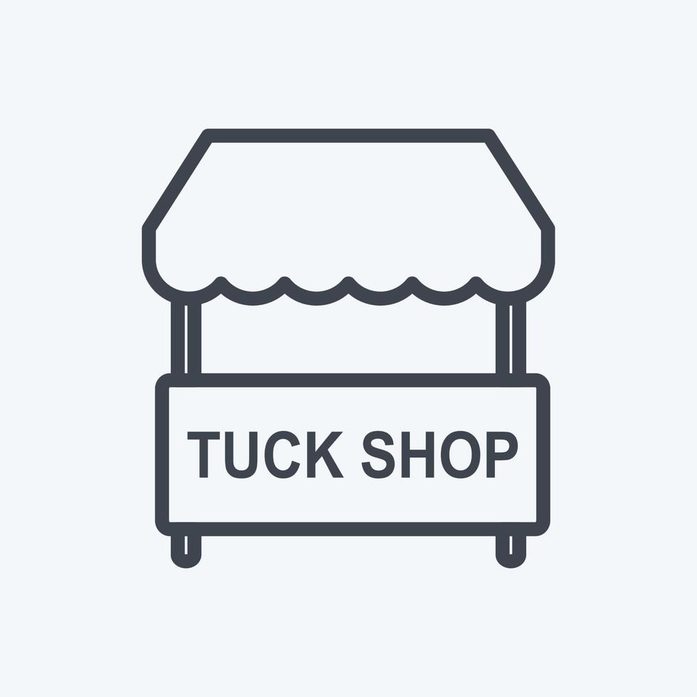 Tuck Shop Icon in trendy line style isolated on soft blue background vector