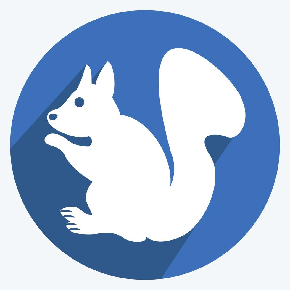 Pet Squirrel Icon in trendy long shadow style isolated on soft blue background vector