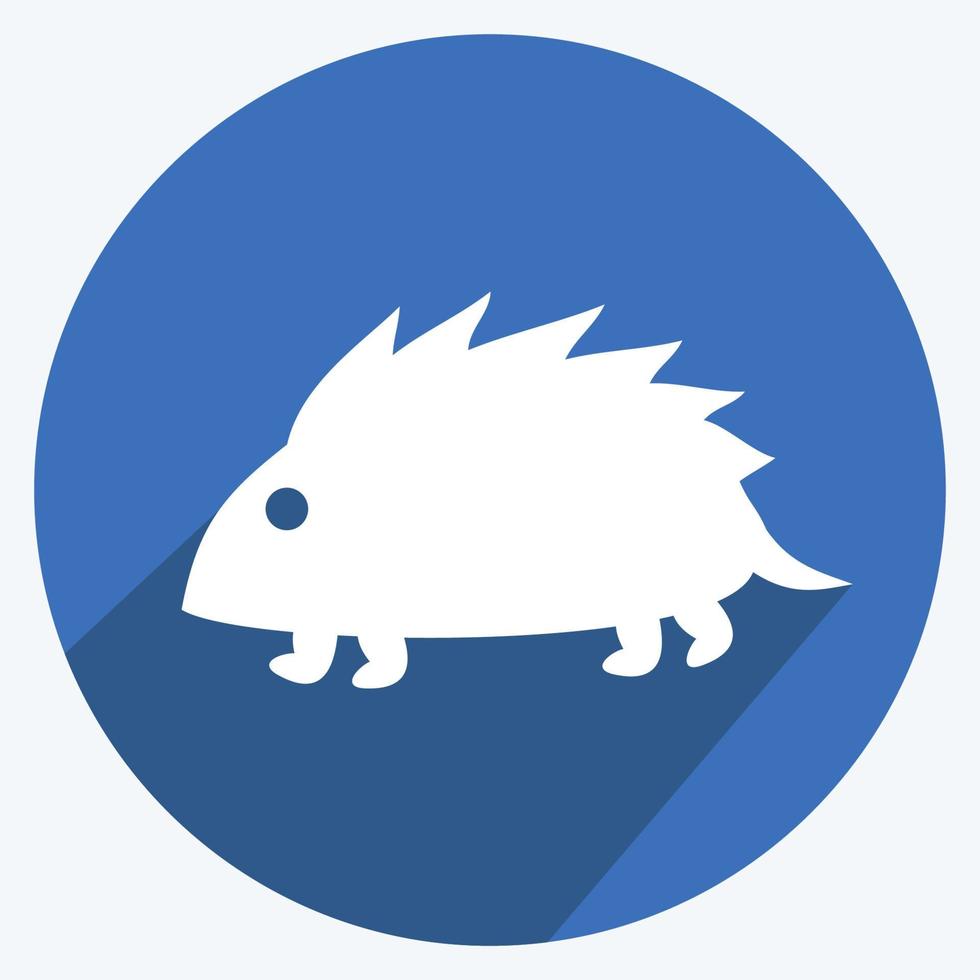 Pet Hedgehog Icon in trendy long shadow style isolated on soft blue background vector