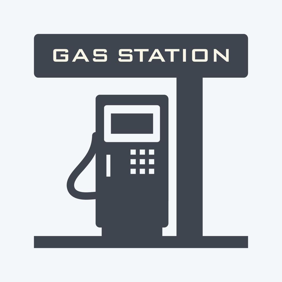 icono de gasolinera en estilo de glifo de moda aislado en fondo azul suave vector