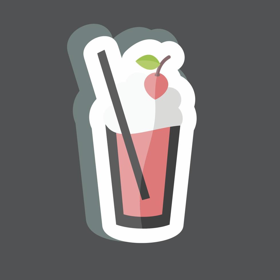 Strawberry Milkshake Sticker in trendy isolated on black background vector