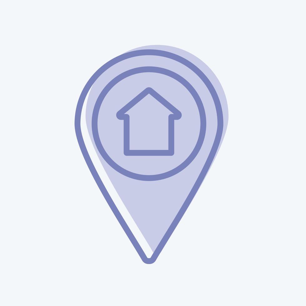 Home Location Icon in trendy two tone style isolated on soft blue background vector