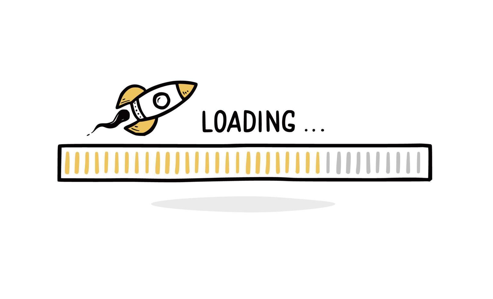 Fast speed loading bar doodle with rocket vector