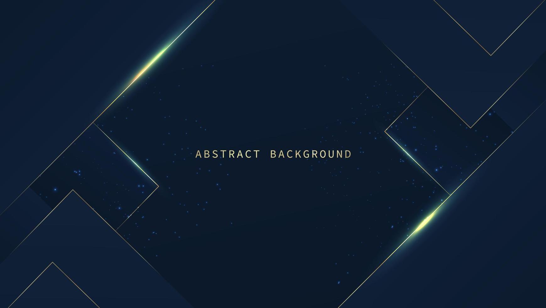 Modern luxury abstract background with golden line elements glowing pattern. Elegant curve geometric shapes on dark blue background. Vector illustration for design