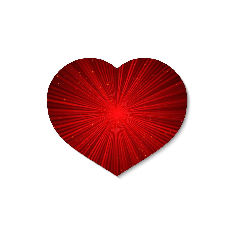 Glowing heart with the rays of light. Isolated on white background. Valentine s day vector illustration. Love story symbol. Easy to edit design template.