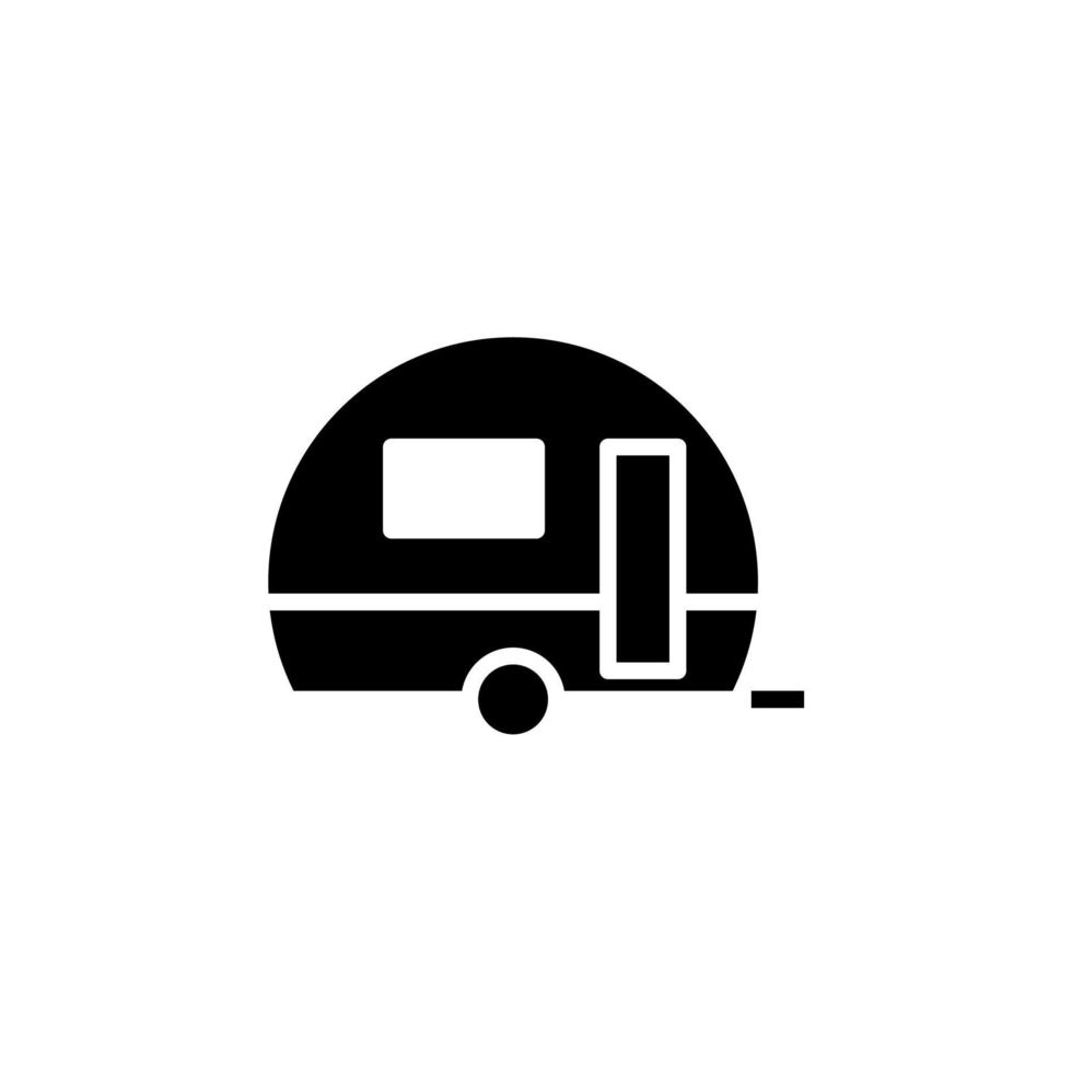 Caravan, Camper, Travel Solid Icon Vector Illustration Logo Template. Suitable For Many Purposes.