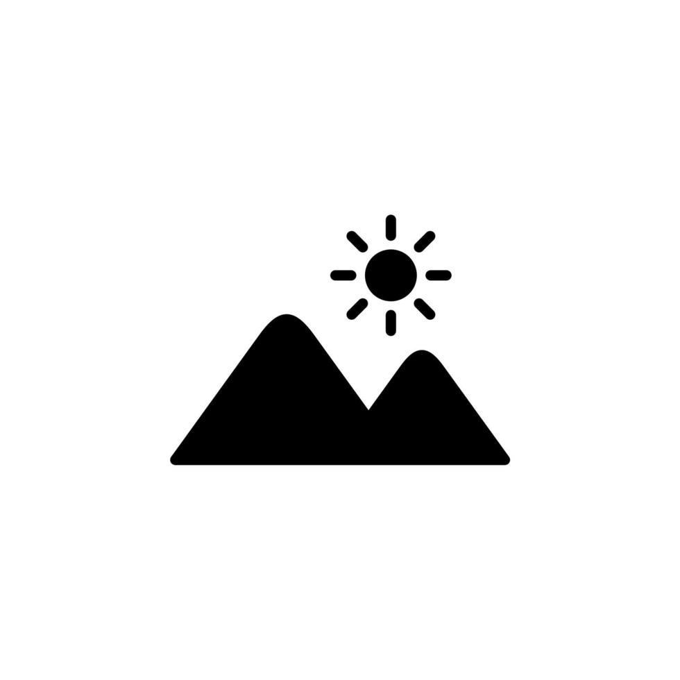 montaña, colina, monte, pico icono sólido vector ilustración logotipo plantilla. adecuado para muchos propósitos.