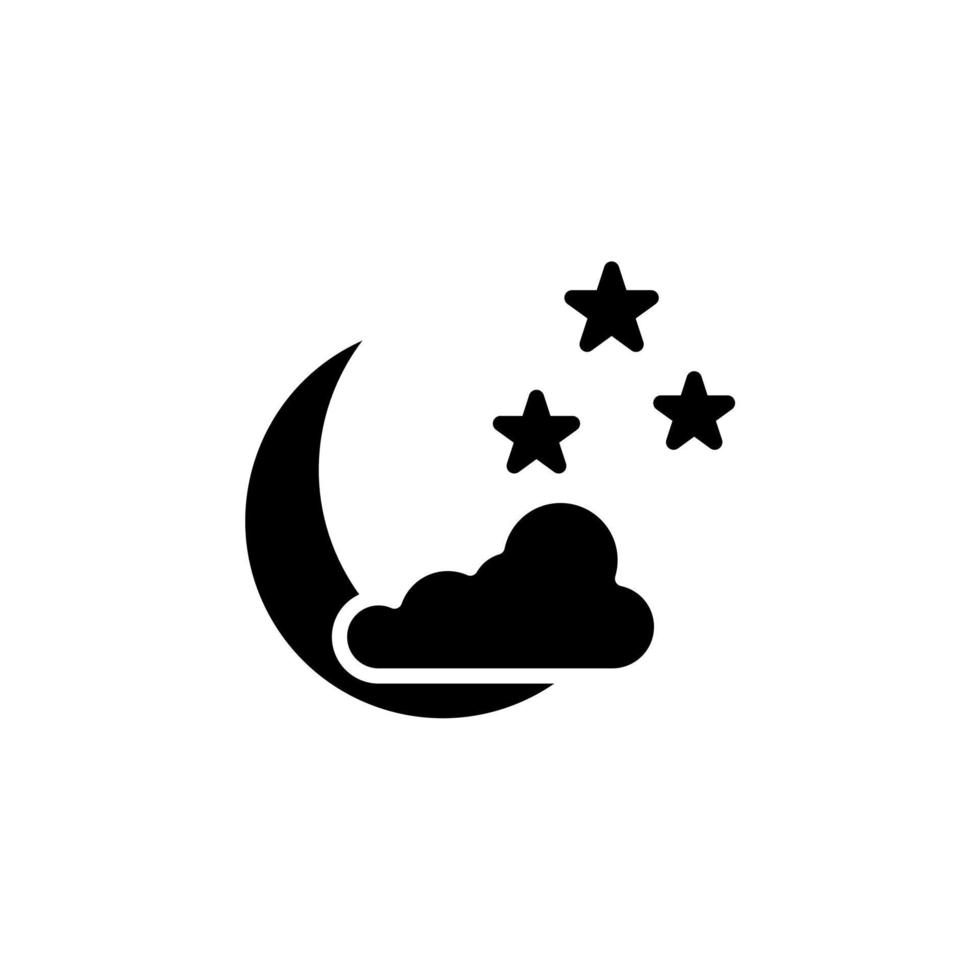 luna, noche, luz de luna, plantilla de logotipo de ilustración de vector de icono sólido de medianoche. adecuado para muchos propósitos.