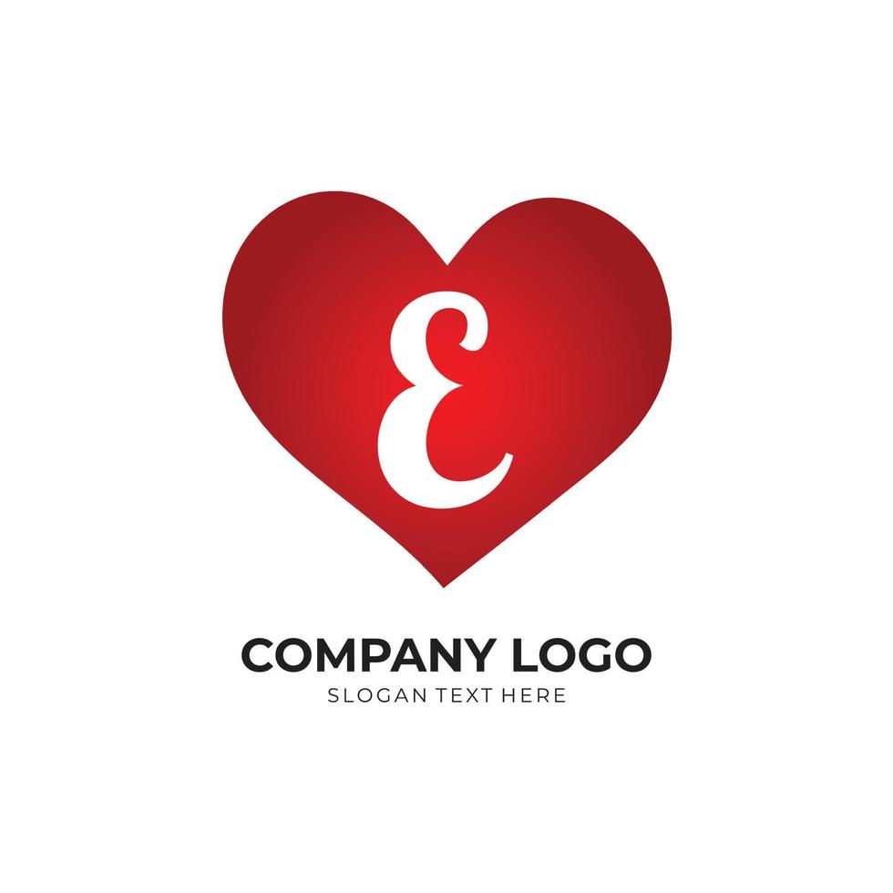 E letter logo with heart icon, valentines day concept 5569617 ...