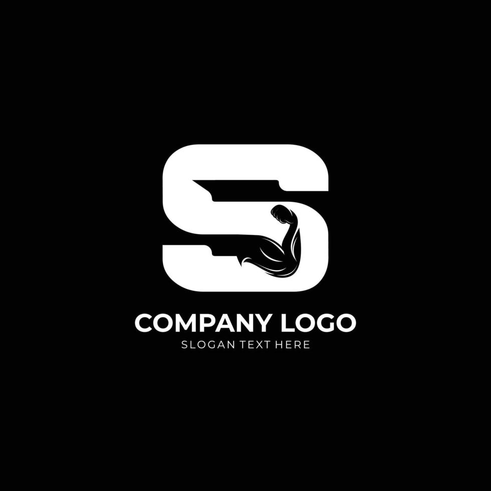 Letter S Logo With barbell bicep. Fitness Gym logo. Love fitness logo template. fitness vector logo design for gym and fitness