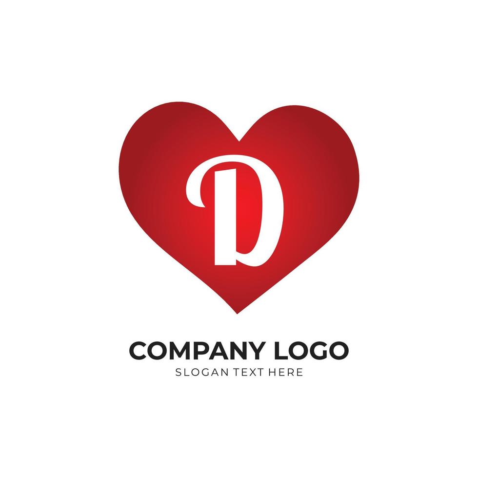 D letter logo with heart icon, valentines day concept 5569653 ...