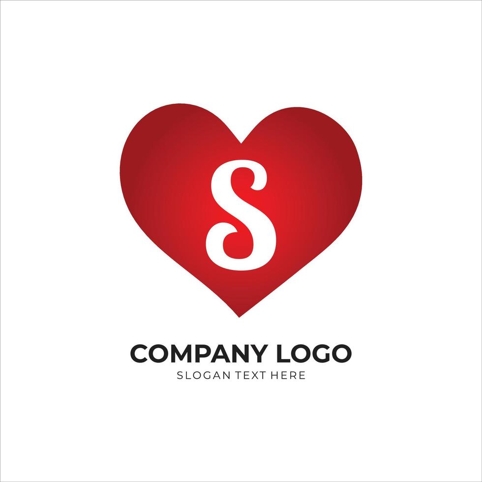 S letter logo with heart icon, valentines day concept 5569659 ...