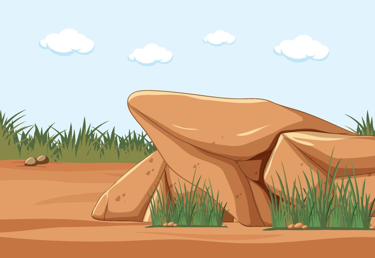 Empty nature ground with rock and grass vector