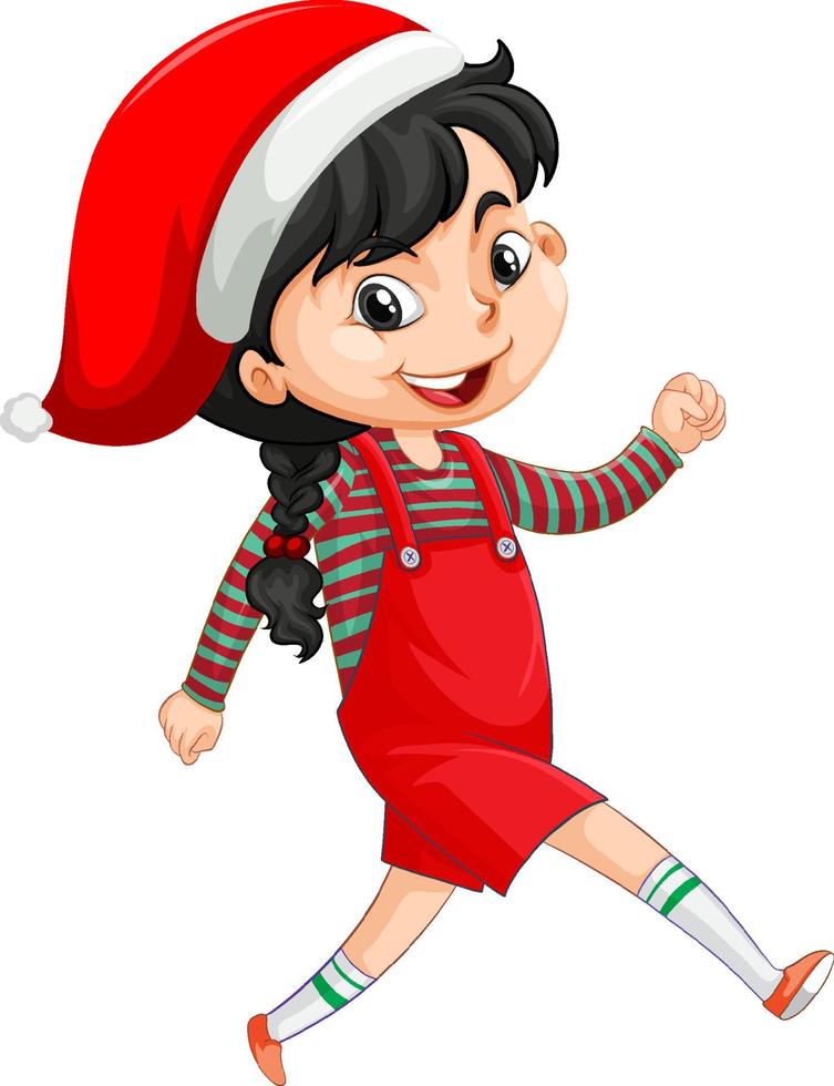 un personaje de dibujos animados de niña en traje de navidad vector