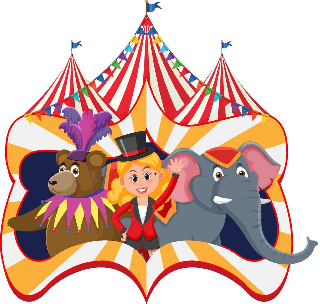 Circus character with animal performance vector