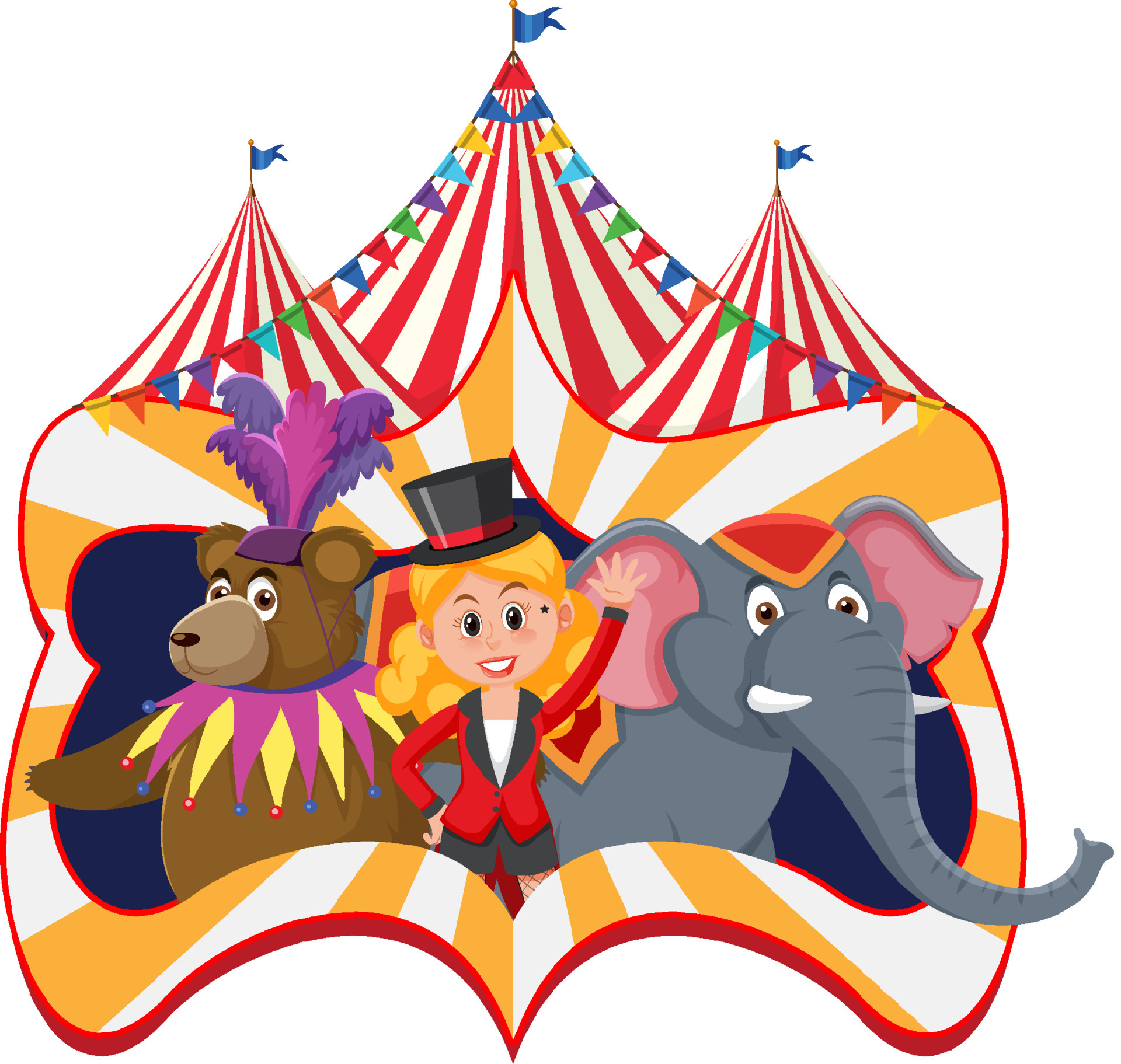 Circus character with animal performance 5569679 Vector Art at Vecteezy