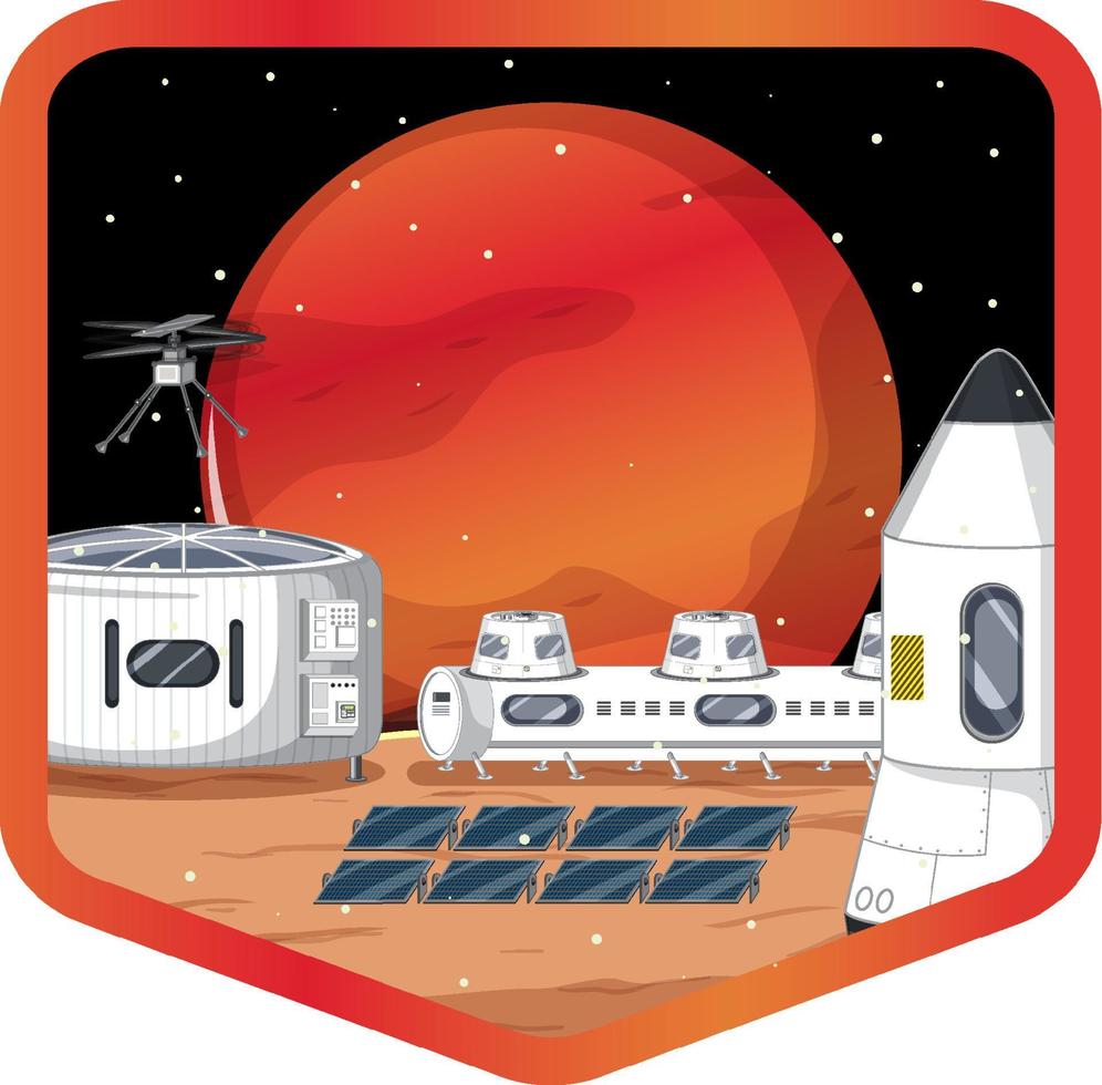 Settlement in the space badge on white background vector