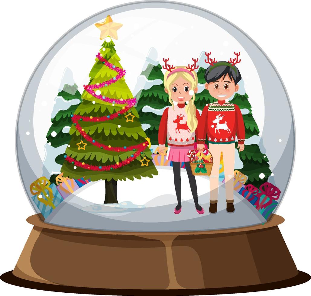 Snowglobe with couple man and woman vector