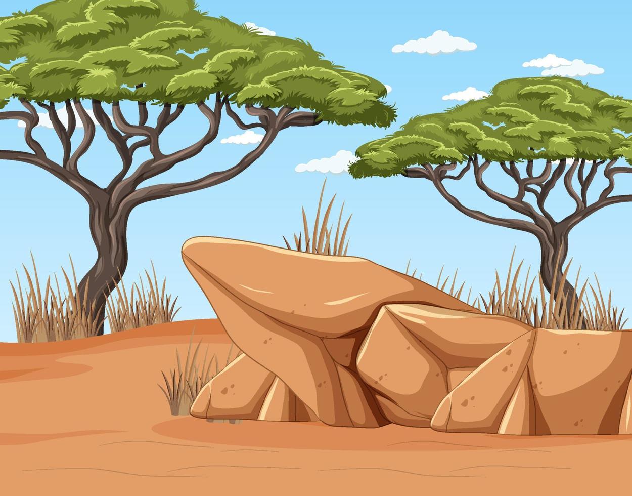 Desert landscape with trees vector