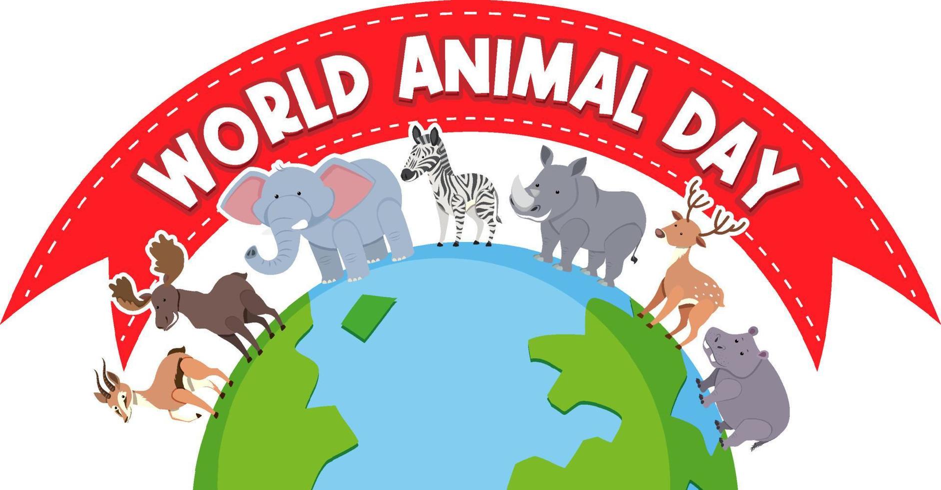 logotipo del día mundial de los animales con animales africanos vector