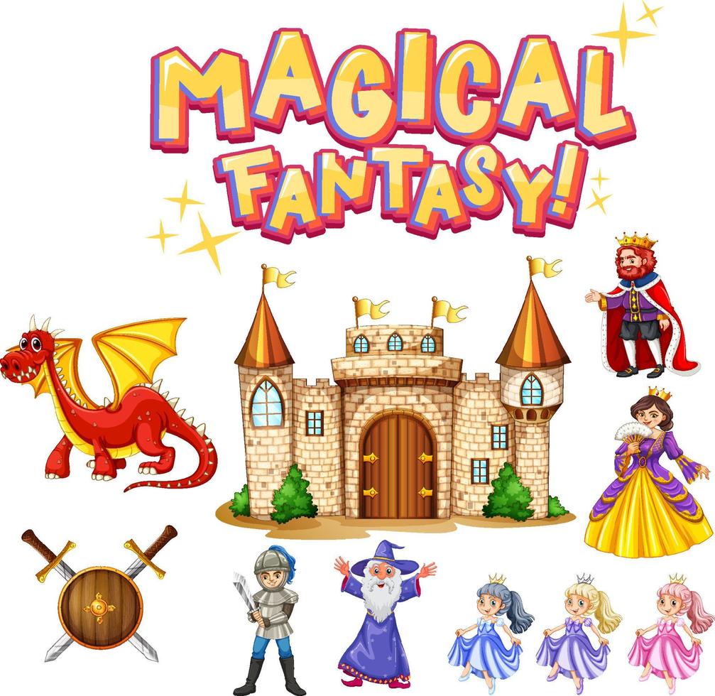 Set of fairy tales cartoon characters vector