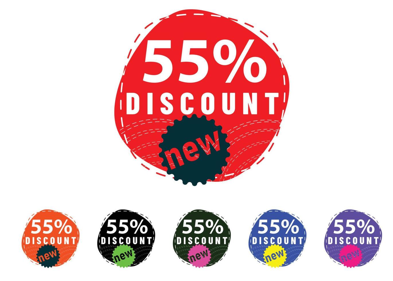 55 percent discount new offer logo and icon design vector