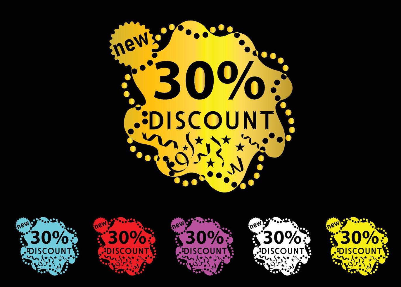 30 percent discount new offer logo and icon design vector