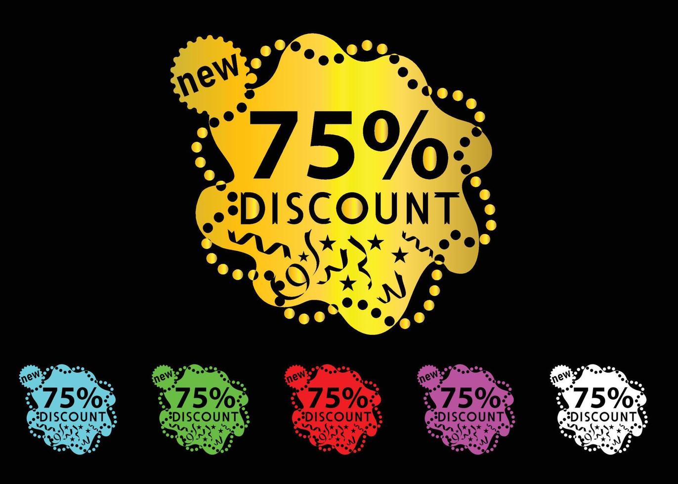 75 percent discount new offer logo and icon design vector