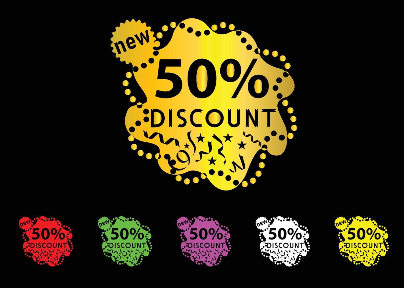 50 percent discount new offer logo and icon design vector