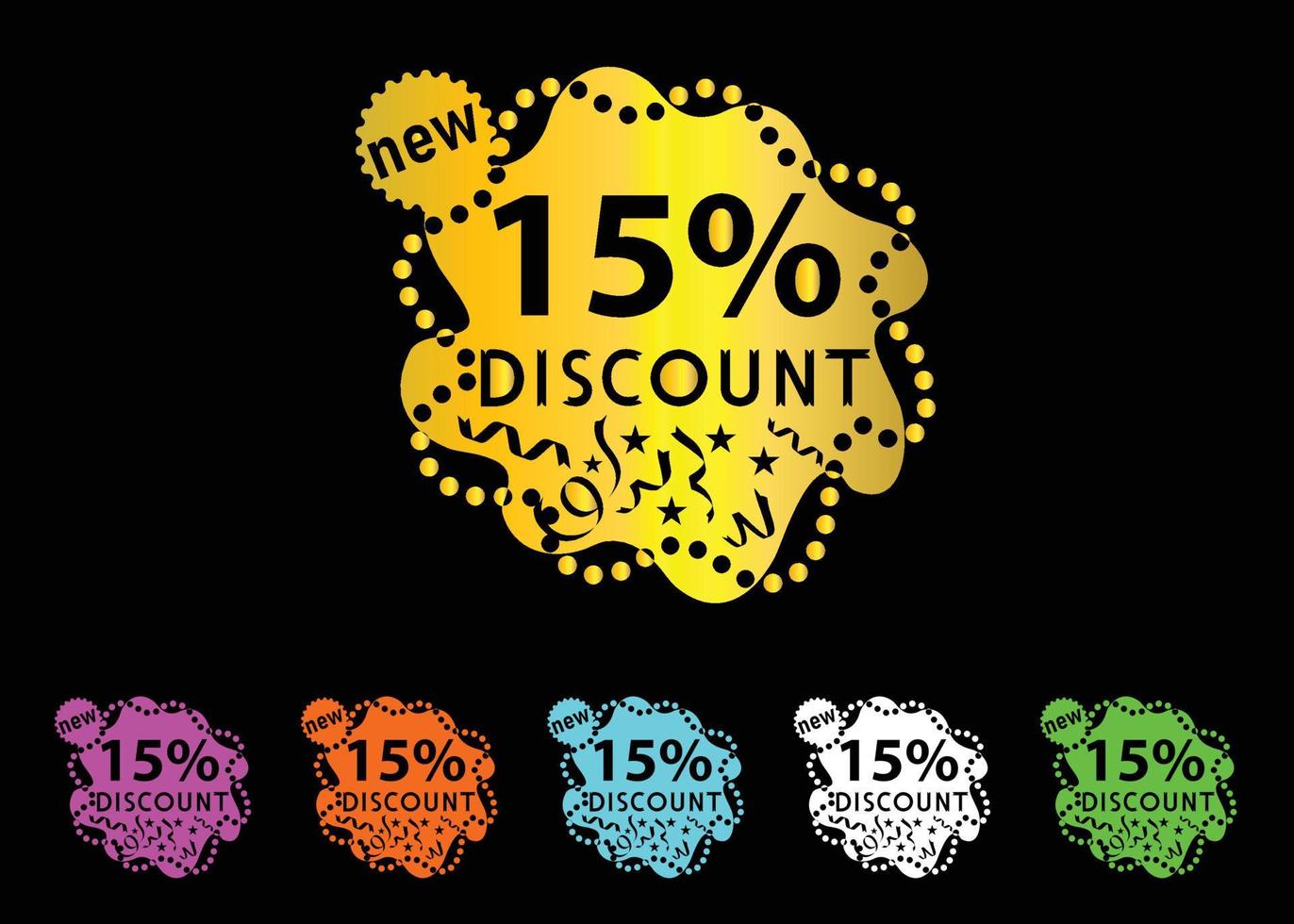 15 percent discount new offer logo and icon design vector