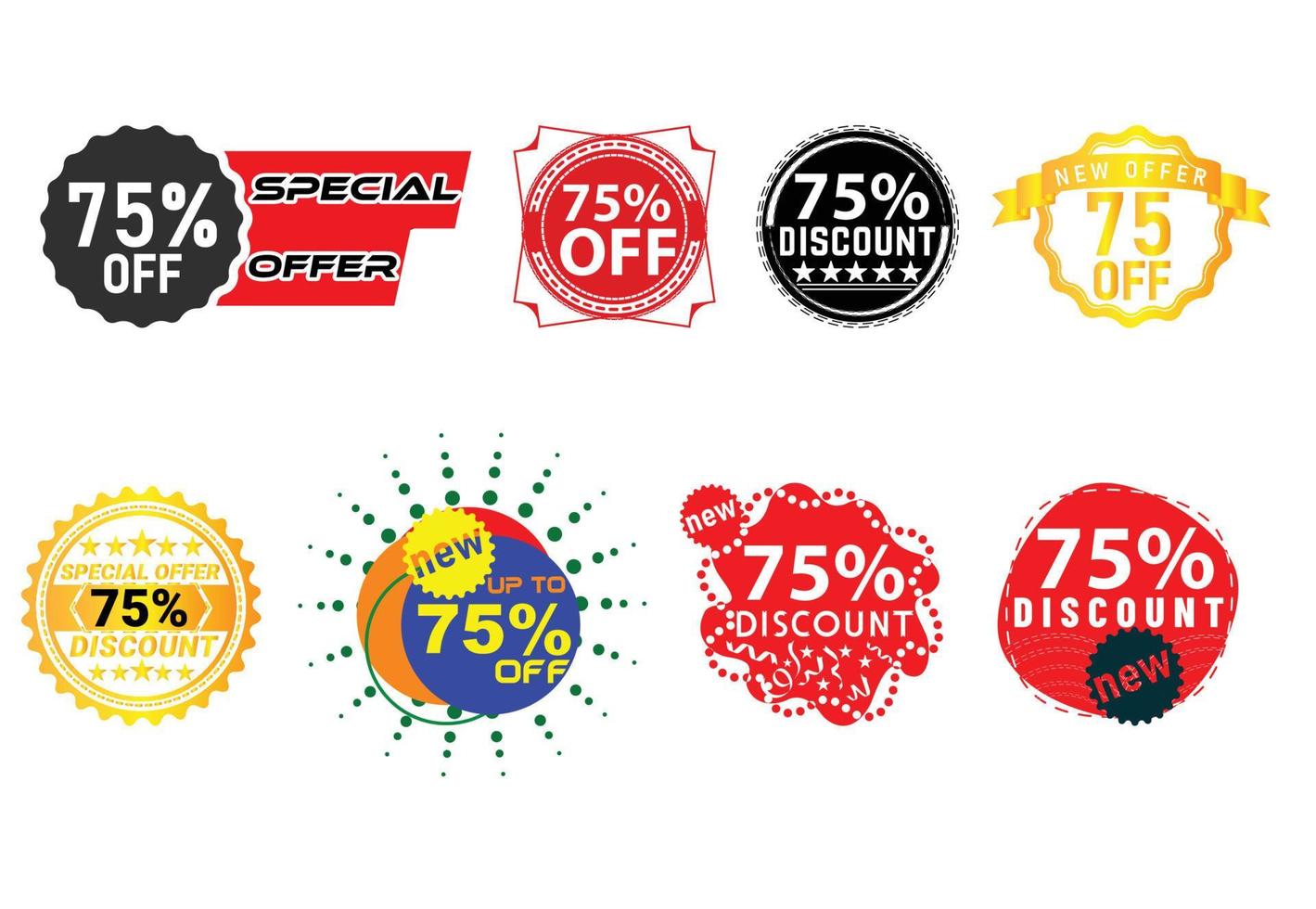 75 percent discount new offer logo and icon design bundle vector