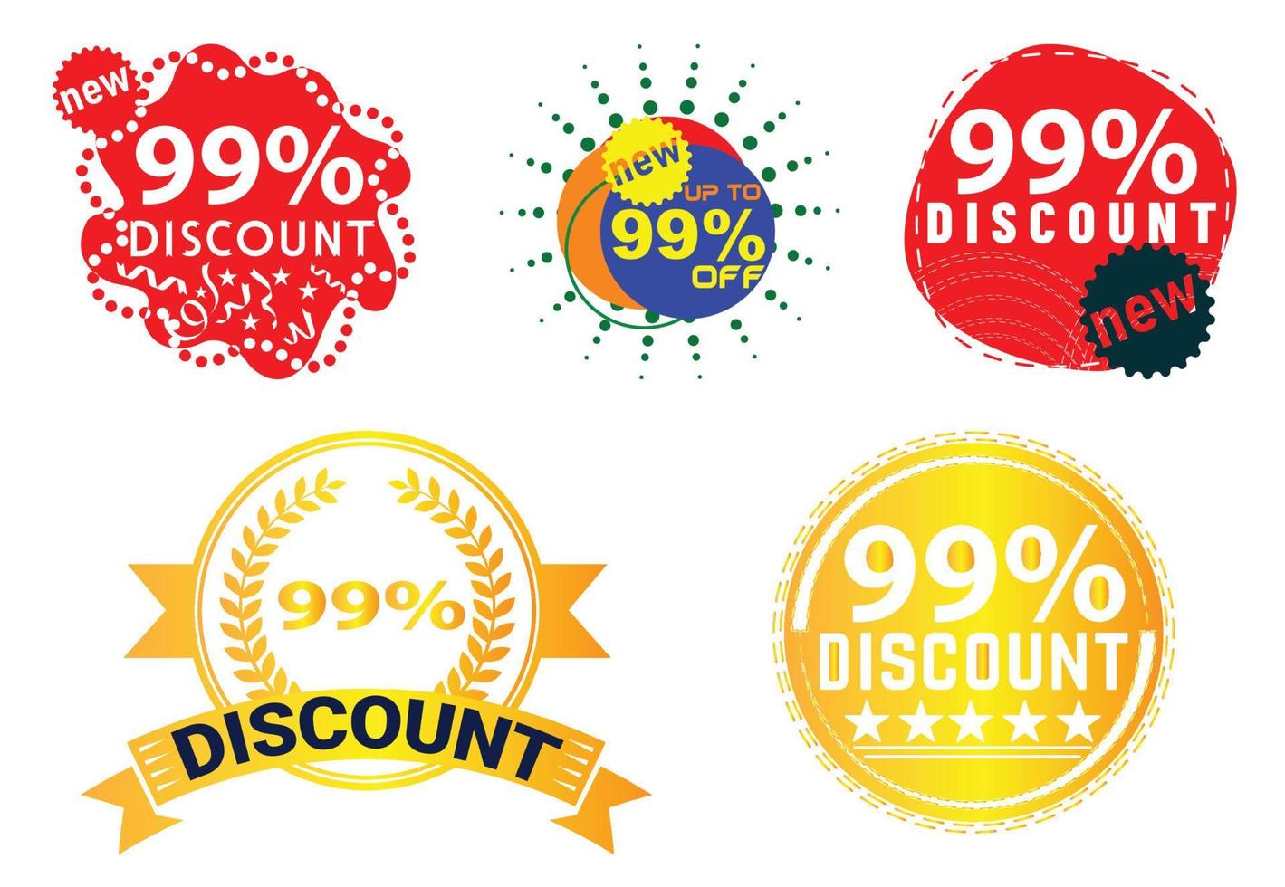 99 percent discount new offer logo and icon design bundle vector