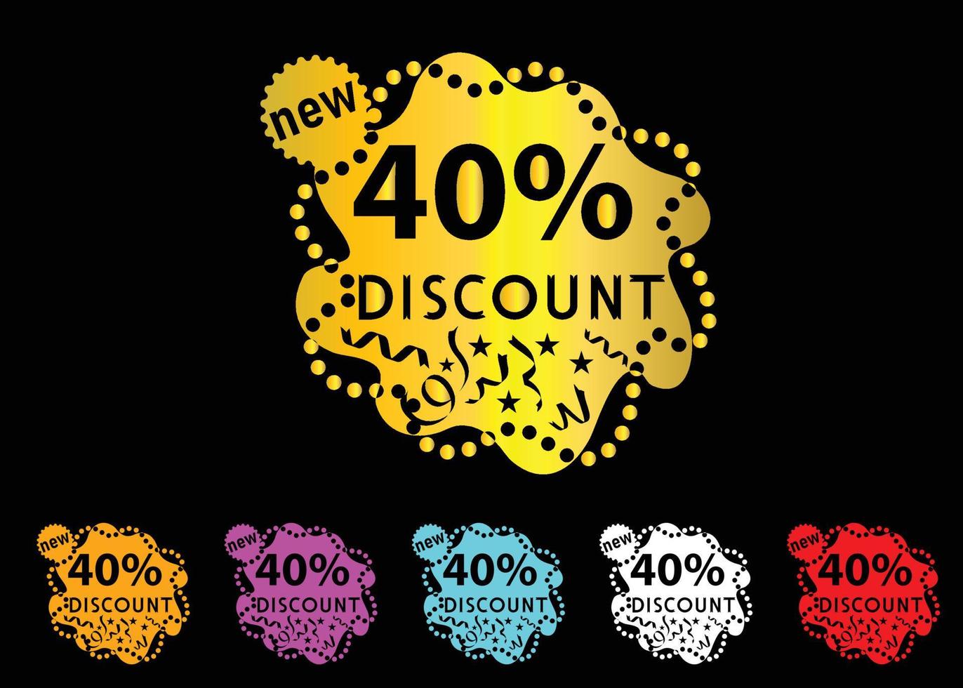 40 percent discount new offer logo and icon design vector