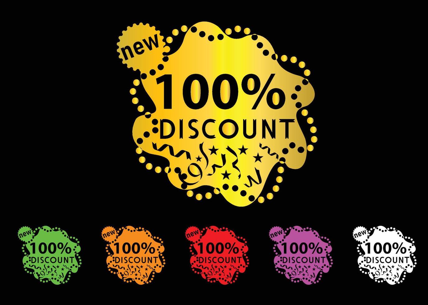 100 percent discount new offer logo and icon design vector