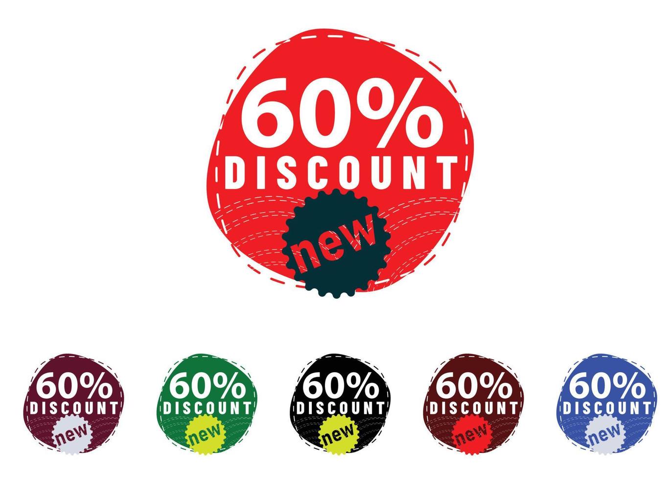 60 percent discount new offer logo and icon design vector