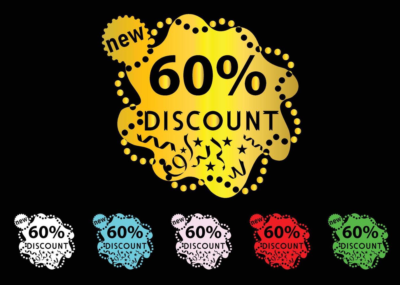 60 percent discount new offer logo and icon design vector