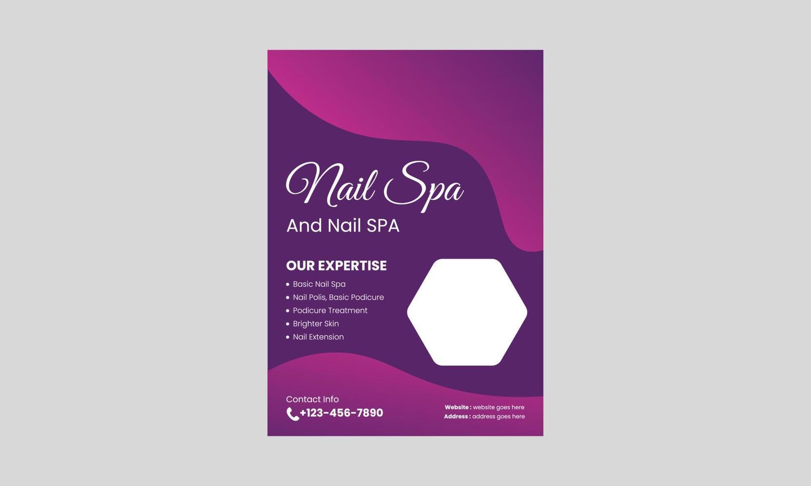 plantilla de diseño de volante de servicio de spa de uñas. diseño de  folleto de póster