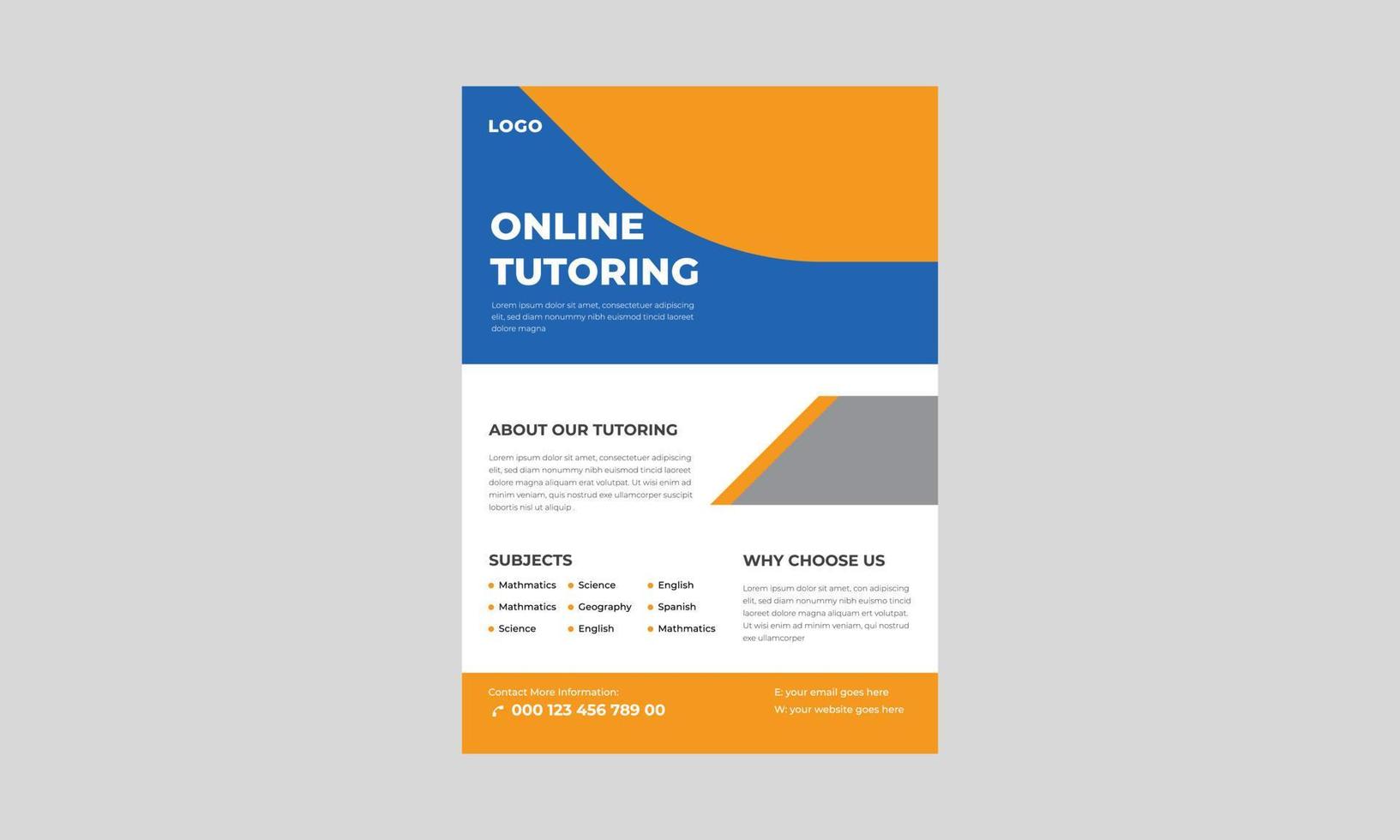 Online Study Classes Flyers, Online Tutors Flyer Template, Course Flyer Template, Education Flyer, Online Course Flyers and poster, Back to school. Education, Online learning. vector