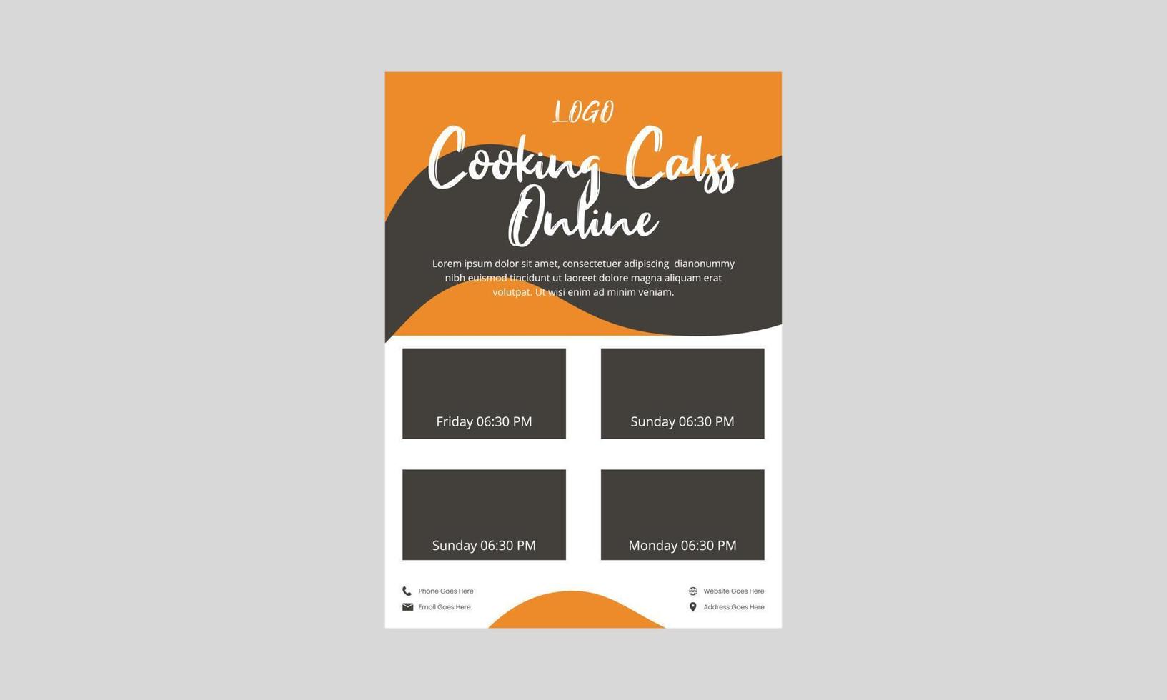 cooking class flyer design template. tasty cooking, learn cooking today flyer design. start cooking today course flyer, poster design. vector