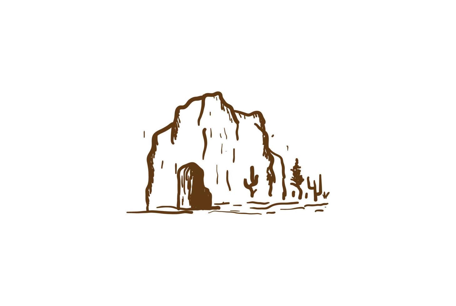 Retro Vintage Cave Grotto Den for Adventure Logo Design Vector